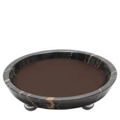 Giobagnara Mini vassoio rotondo in pelle e marmo Monza #3> Svuotatasche