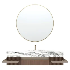 Estro Collezioni Mobiletto da bagno in marmo e legno Revival Arabescato Vagli con specchio> Lavabi E Vasche Da Bagno