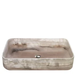 Kreoo Nabhi Collection Lavabo Bowl N.9 in Onice Rosa> Lavabi E Vasche Da Bagno