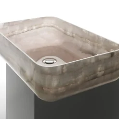 Kreoo Nabhi Collection Lavabo Bowl N.9 in Onice Rosa> Lavabi E Vasche Da Bagno