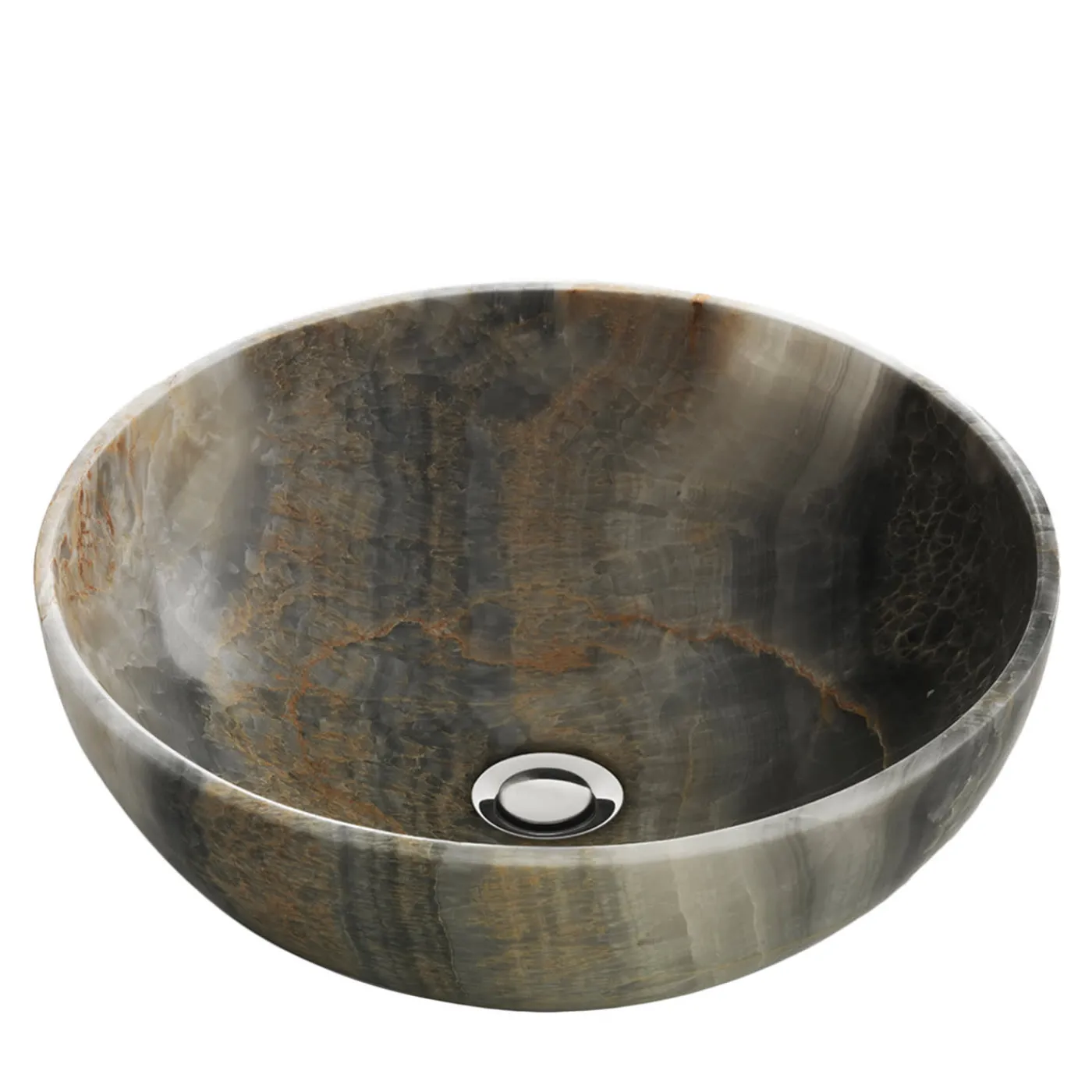 Kreoo Nabhi Collection Lavabo Bowl N.4 Small in Light Sky Onyx> Lavabi E Vasche Da Bagno