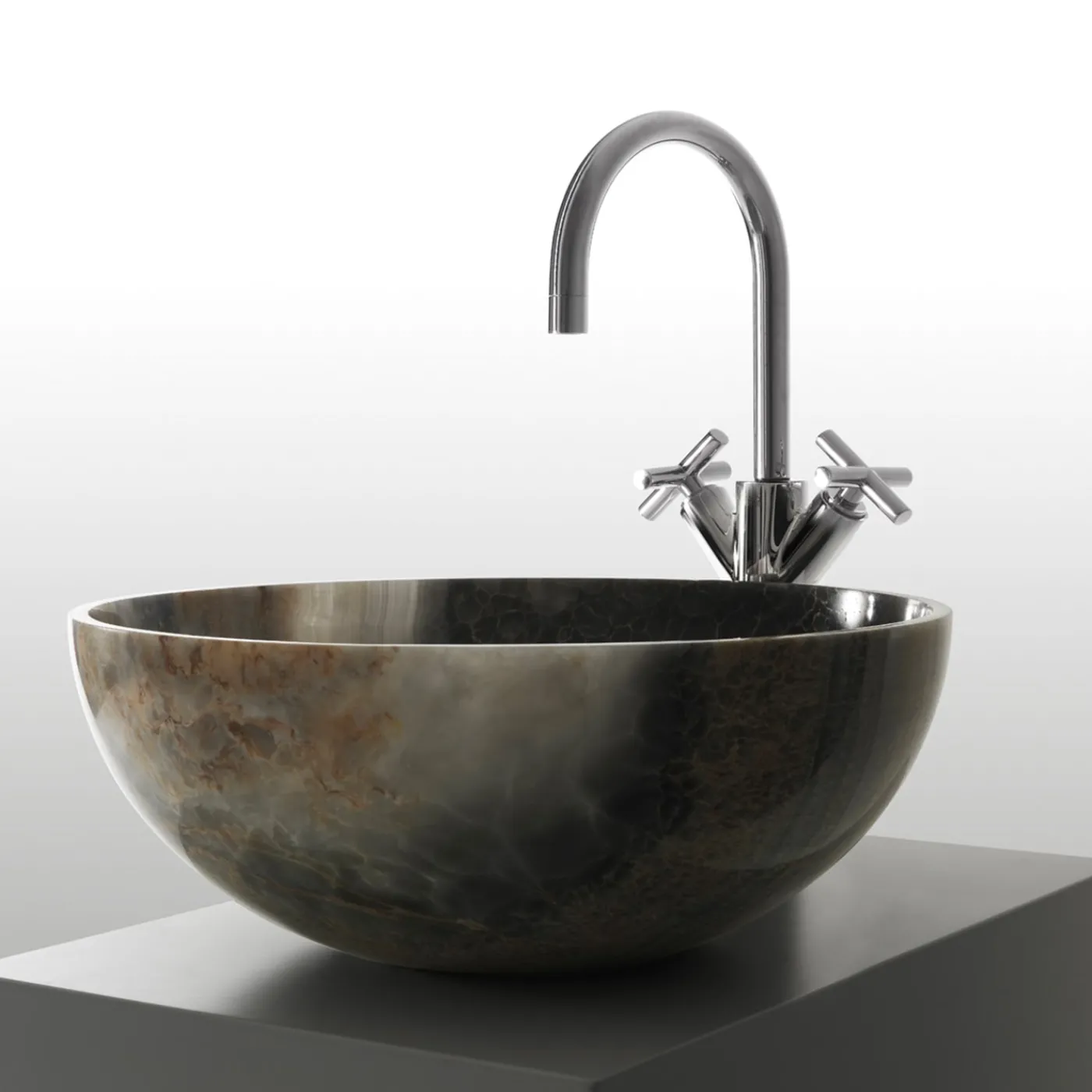 Kreoo Nabhi Collection Lavabo Bowl N.4 Small in Light Sky Onyx> Lavabi E Vasche Da Bagno
