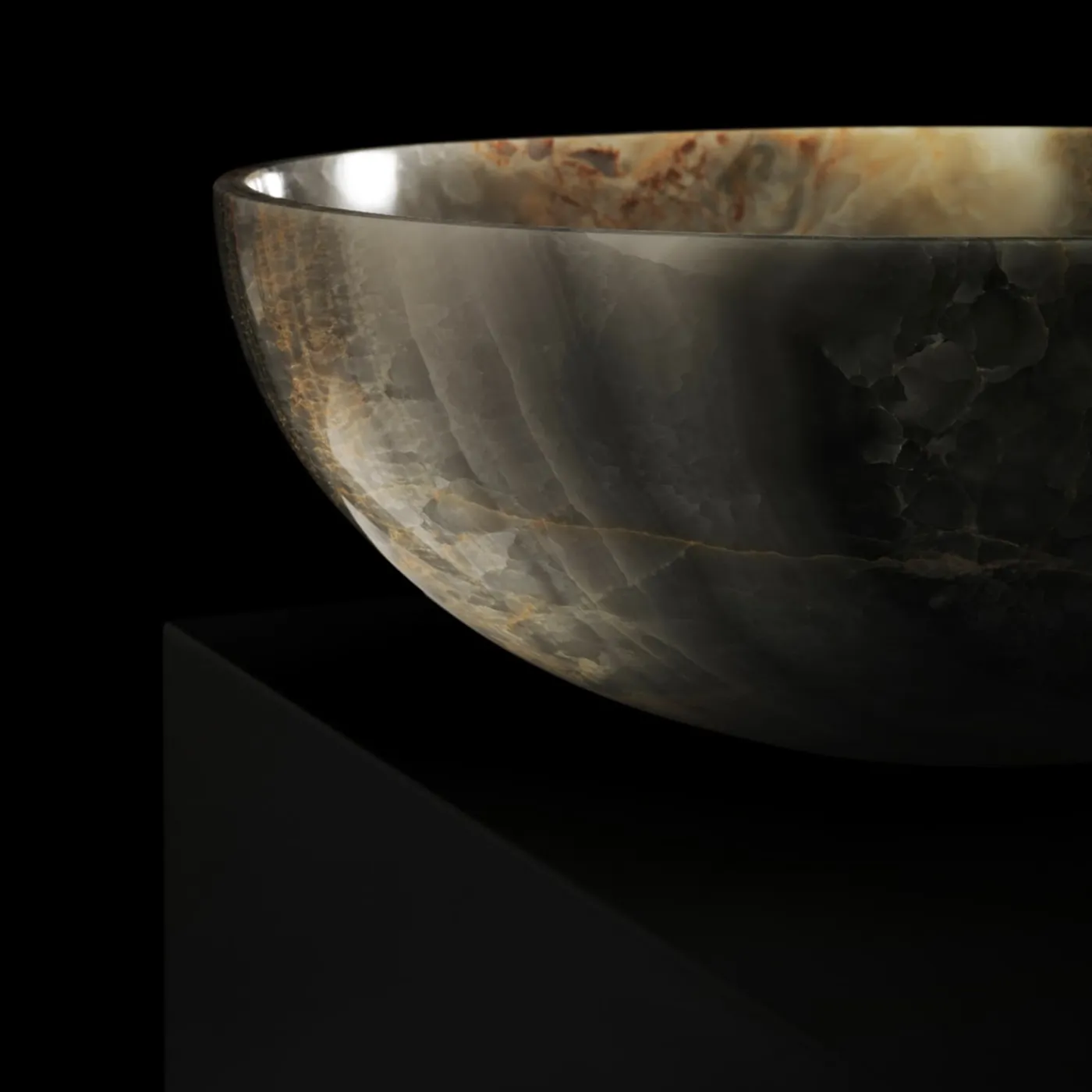 Kreoo Nabhi Collection Lavabo Bowl N.4 Small in Light Sky Onyx> Lavabi E Vasche Da Bagno
