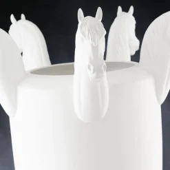 VGnewtrend Obice Horse 5 Teste Vaso decorativo bianco> Anfore