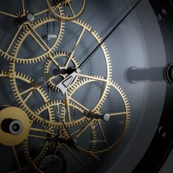 Teckell Orologio da parete rotondo TAKTO PRESTO 02 in vetro nero><noscript><img width=