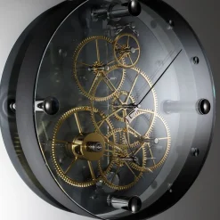 Teckell Orologio da parete rotondo TAKTO PRESTO 02 in vetro nero><noscript><img width=