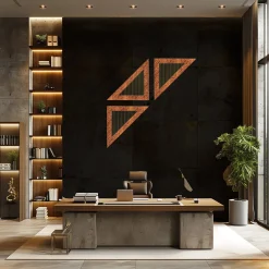 Chendù ORU Collection Decorazione murale a triangolo in travertino anticato di lusso> Sculture Da Parete