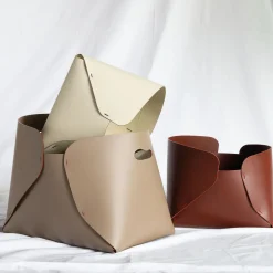 StudioNudo Overlaps Cesta piccola in cuoio castagno> Ceste