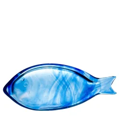 Casarialto Pesce stilizzato in vetro di Murano blu medio> Statuine