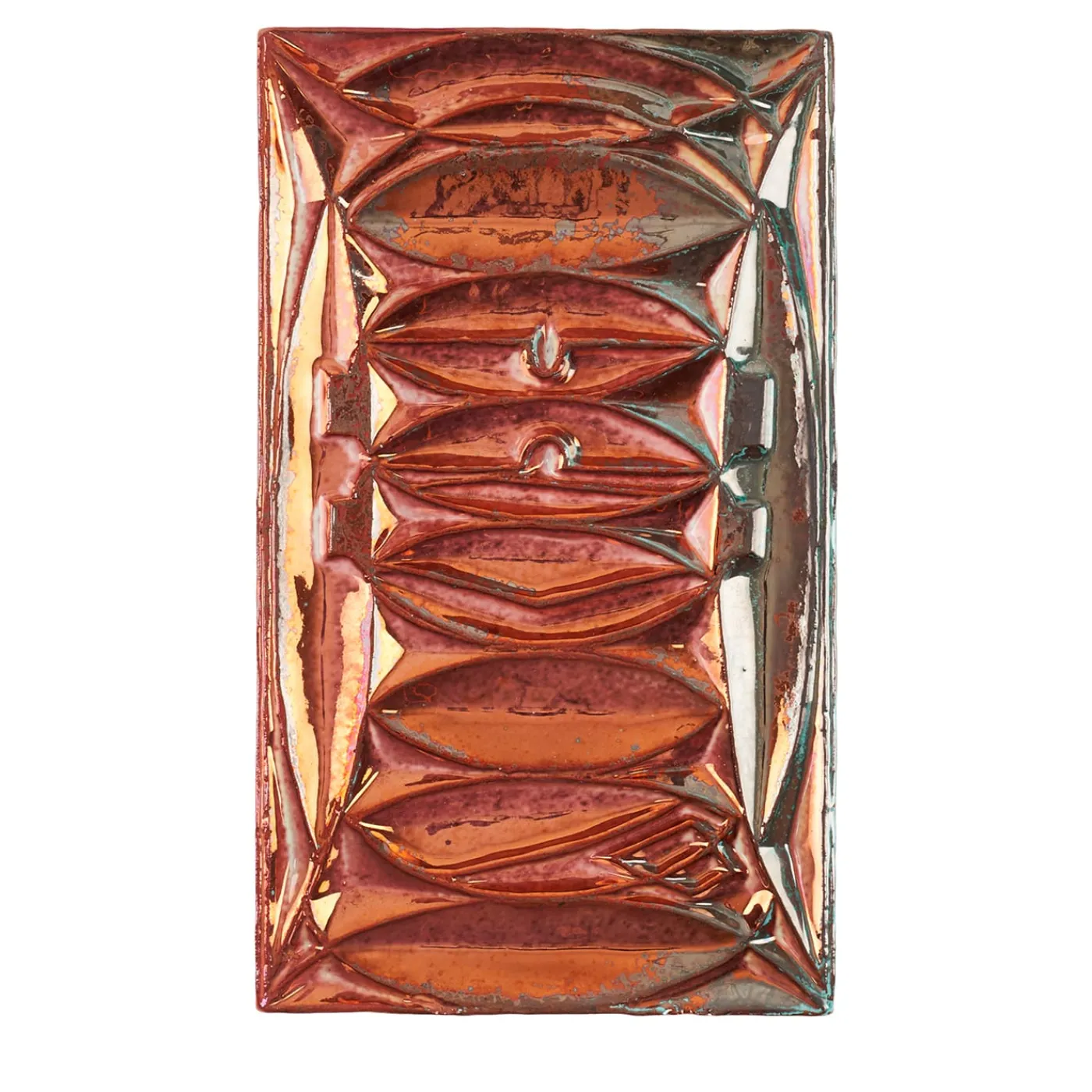 Ceramiche Lega di Martina Scarpa Piastrella Decorativa Rettangolare in Ceramica con Lustro Rosso e Verde> Piastrelle E Pavimenti