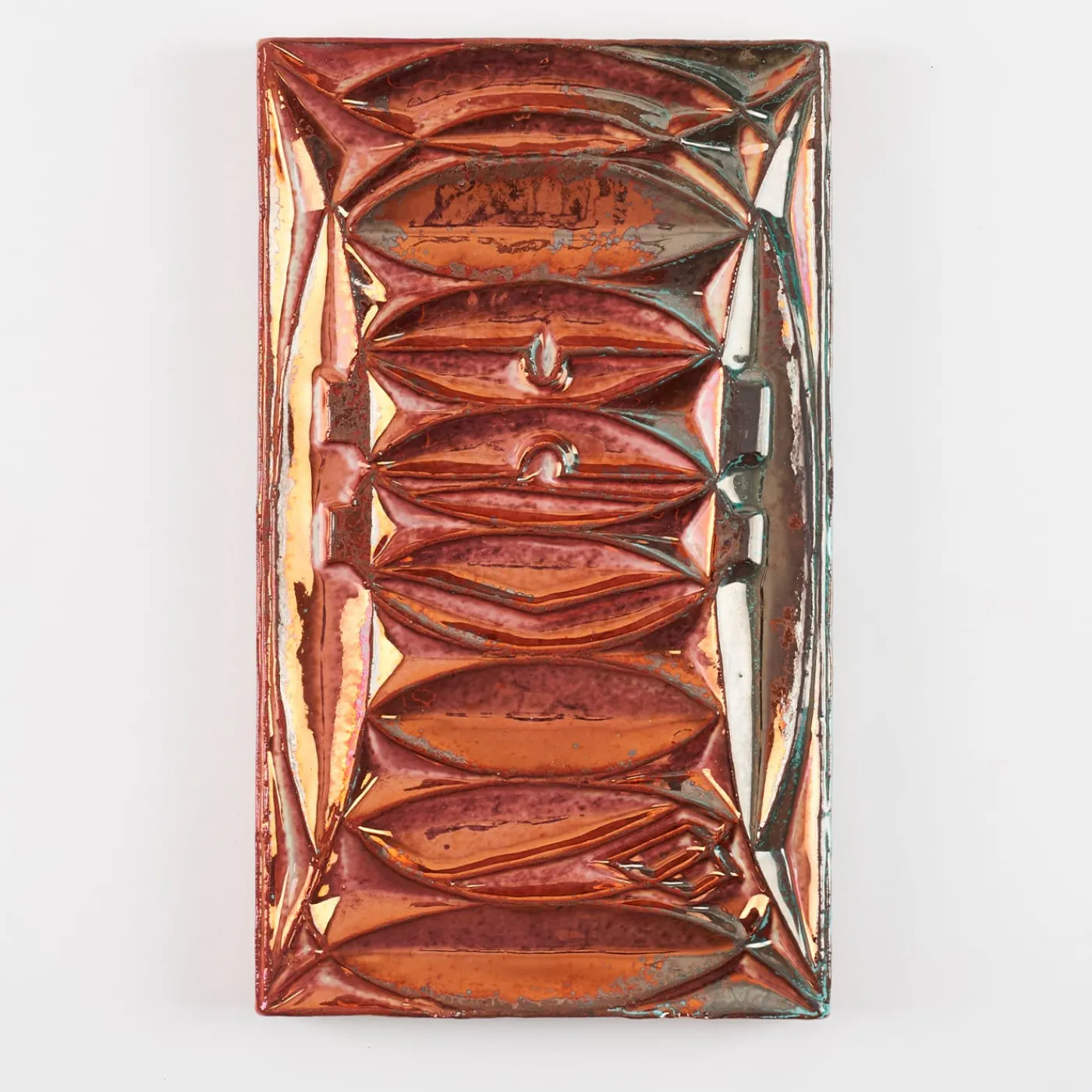 Ceramiche Lega di Martina Scarpa Piastrella Decorativa Rettangolare in Ceramica con Lustro Rosso e Verde> Piastrelle E Pavimenti