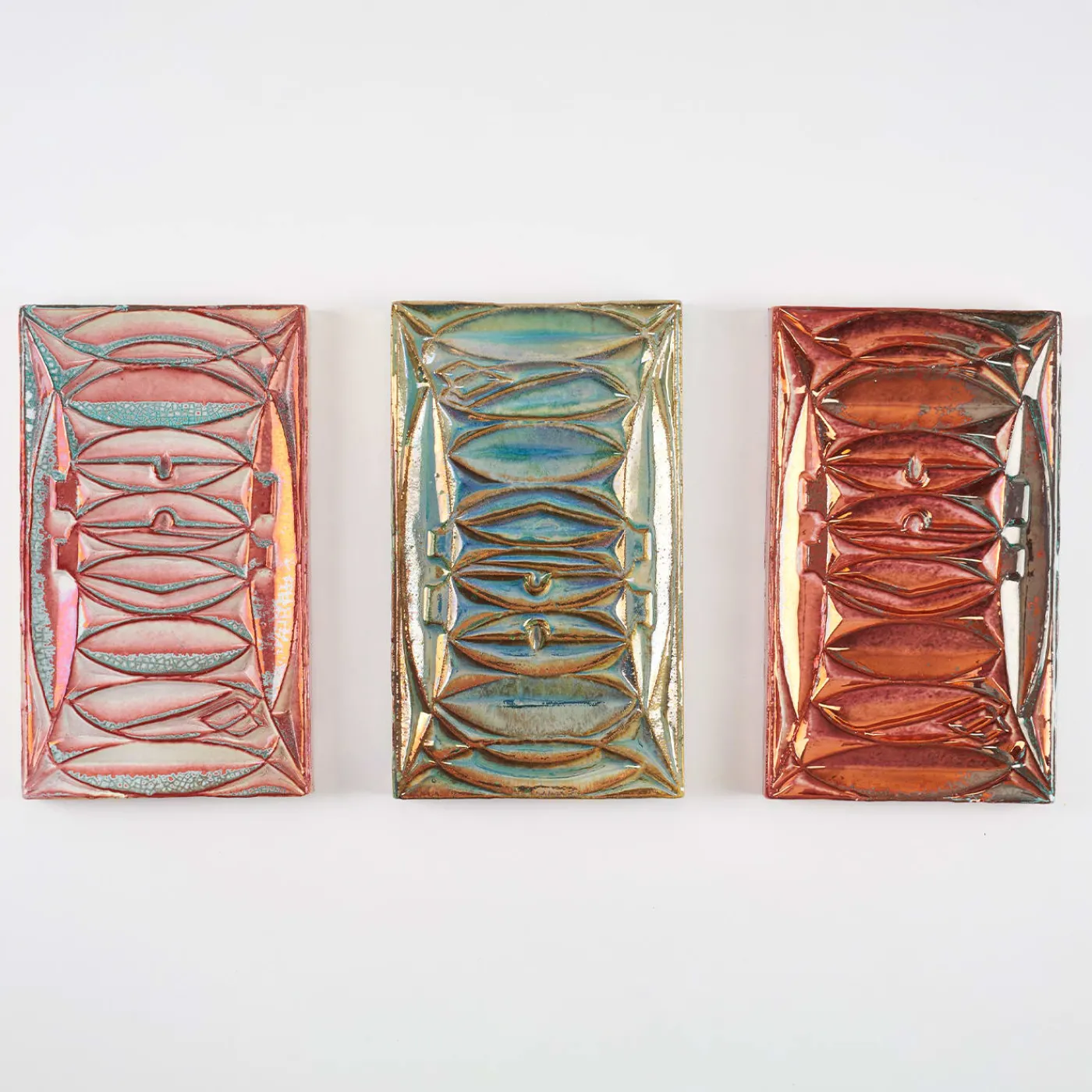 Ceramiche Lega di Martina Scarpa Piastrella Decorativa Rettangolare in Ceramica con Lustro Rame> Piastrelle E Pavimenti