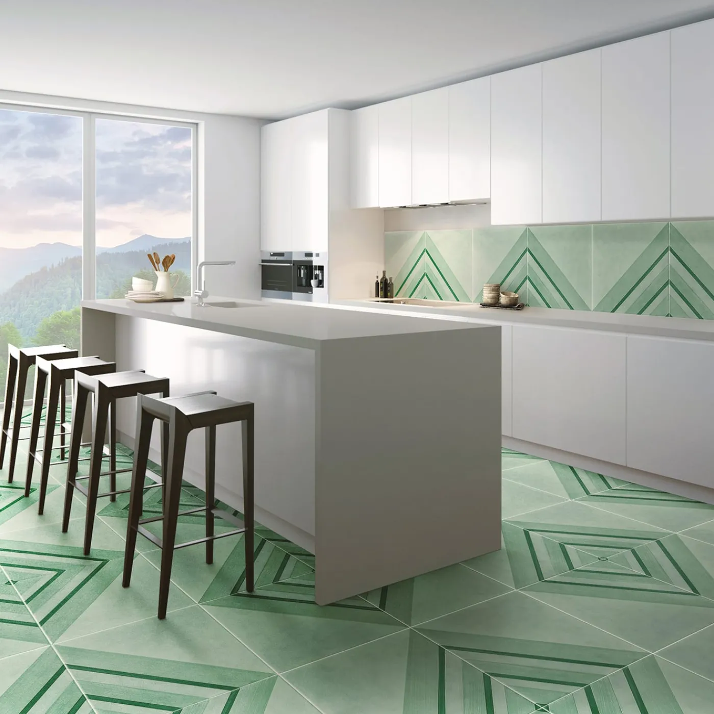 Francesco De Maio Piastrella Geometrie D’Ombra In Ceramica Verde Rame Motivo Triangolare> Piastrelle E Pavimenti