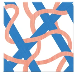 Francesco De Maio Piastrella Il Guadino In Ceramica Corallo E Blu Motivo Geometrico> Piastrelle E Pavimenti