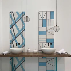 Francesco De Maio Piastrella Il Saraceno In Ceramica Azzurro E Grigio Scuro Motivo Geometrico> Piastrelle E Pavimenti