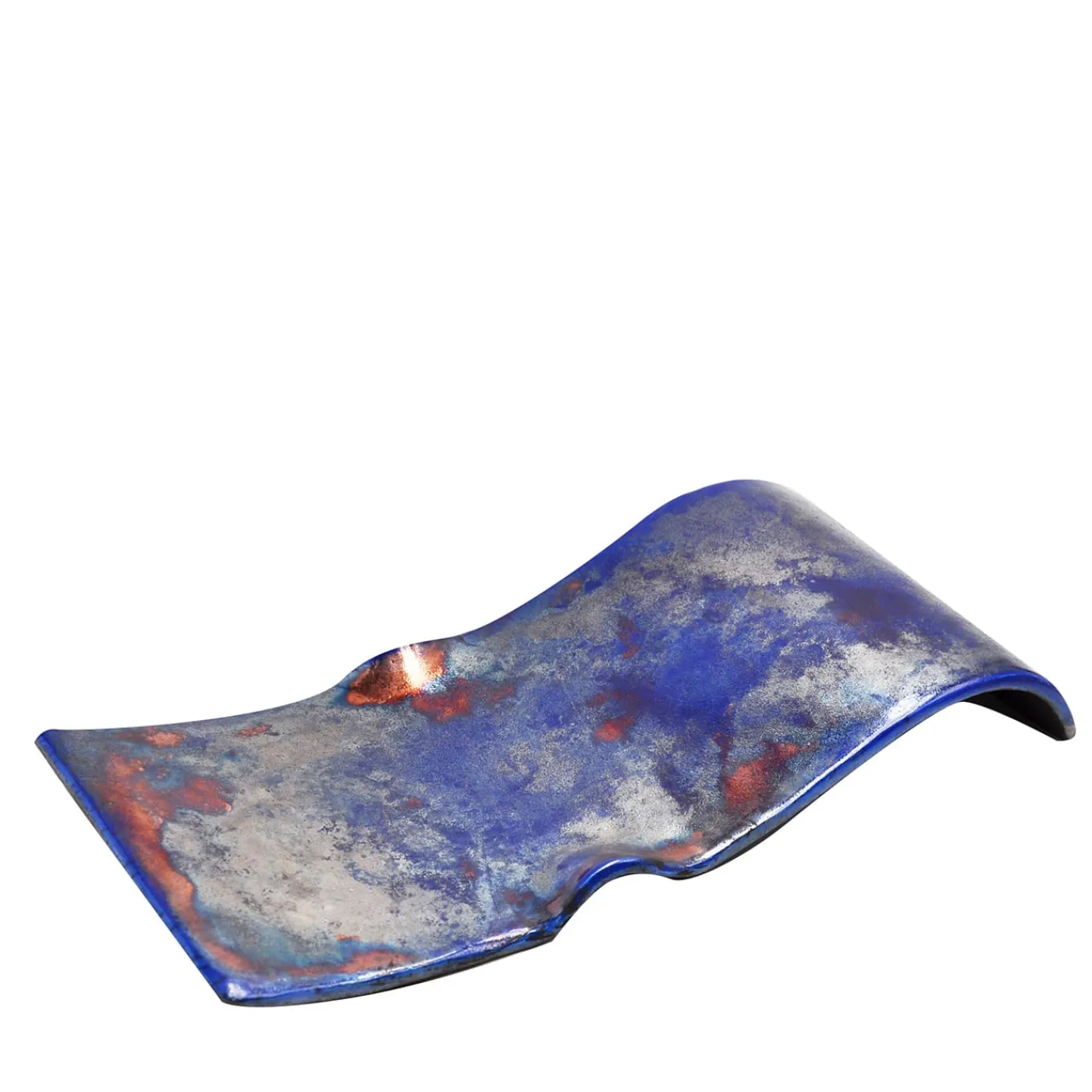 Design Center 1991 Piatto centrotavola Onda Piccola Ramato/Blu di Nino Basso> Centrotavola