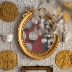 Stefania Dei Rossi Piatto Decorativo Pappagallo Soggetto II Oro><noscript><img width=