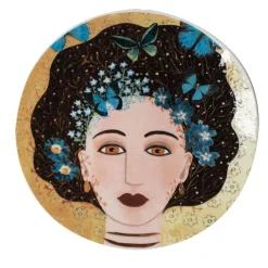 Vetrofuso Piatto DONNE FIORITE Bianca> Piatti Decorativi