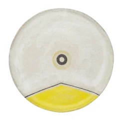 Pierfrancesco Solimene Piatto Segni bianco e giallo> Piatti Decorativi