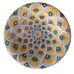 La Bottega del Vasaio Piuma di pavone gialla ⌀ Piatto decorativo da 20 cm> Piatti Decorativi