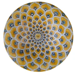 La Bottega del Vasaio Piuma di pavone gialla ⌀ Piatto decorativo da 35 cm> Piatti Decorativi