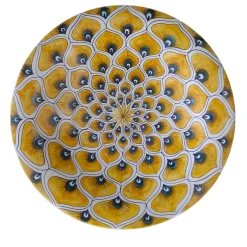 La Bottega del Vasaio Piuma di pavone gialla ⌀ Piatto decorativo da 30 cm> Piatti Decorativi