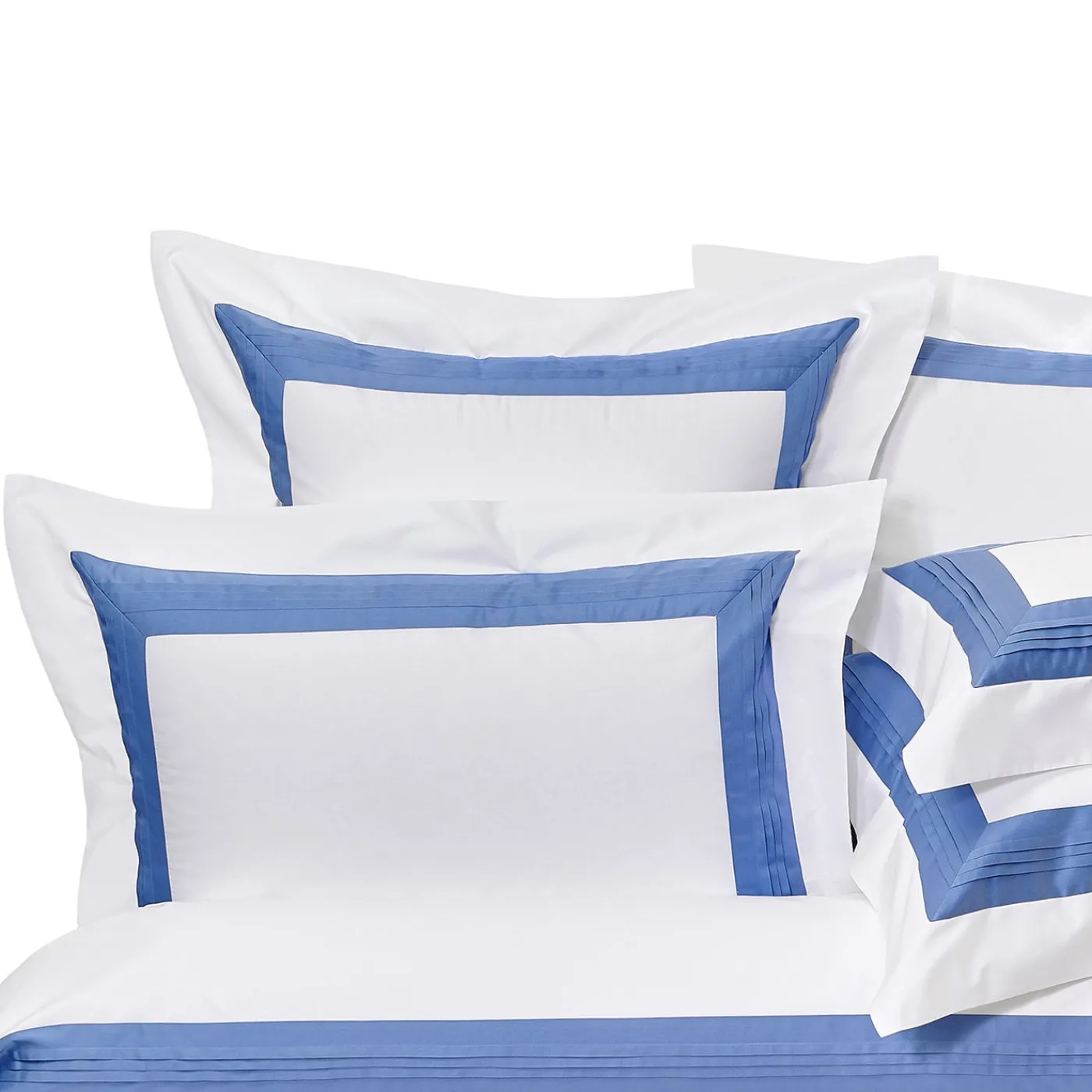 Verderoccia Plissè Bianco e Country Blue US King Sham> Biancheria Da Letto