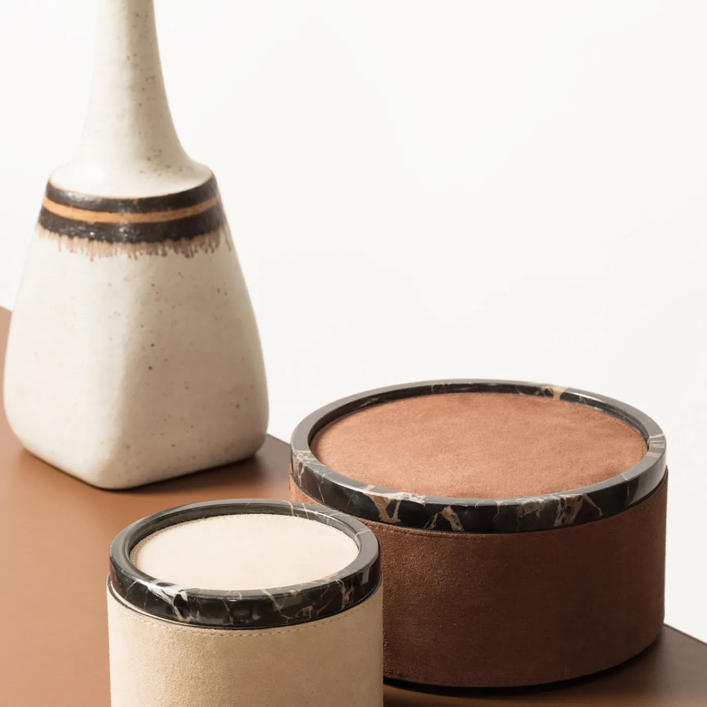 Giobagnara Polo Marmo Beige Scatola rotonda piccola impilabile> Scatole