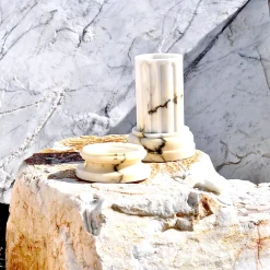 FiammettaV Home Collection POR TAN TE Vaso a colonna in marmo satinato Paonazzo> Vasi Con Coperchio