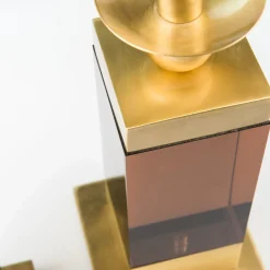 Selezioni Domus Porta Candela in Plex Fumé e Ottone Spirit> Candelieri E Portacandele