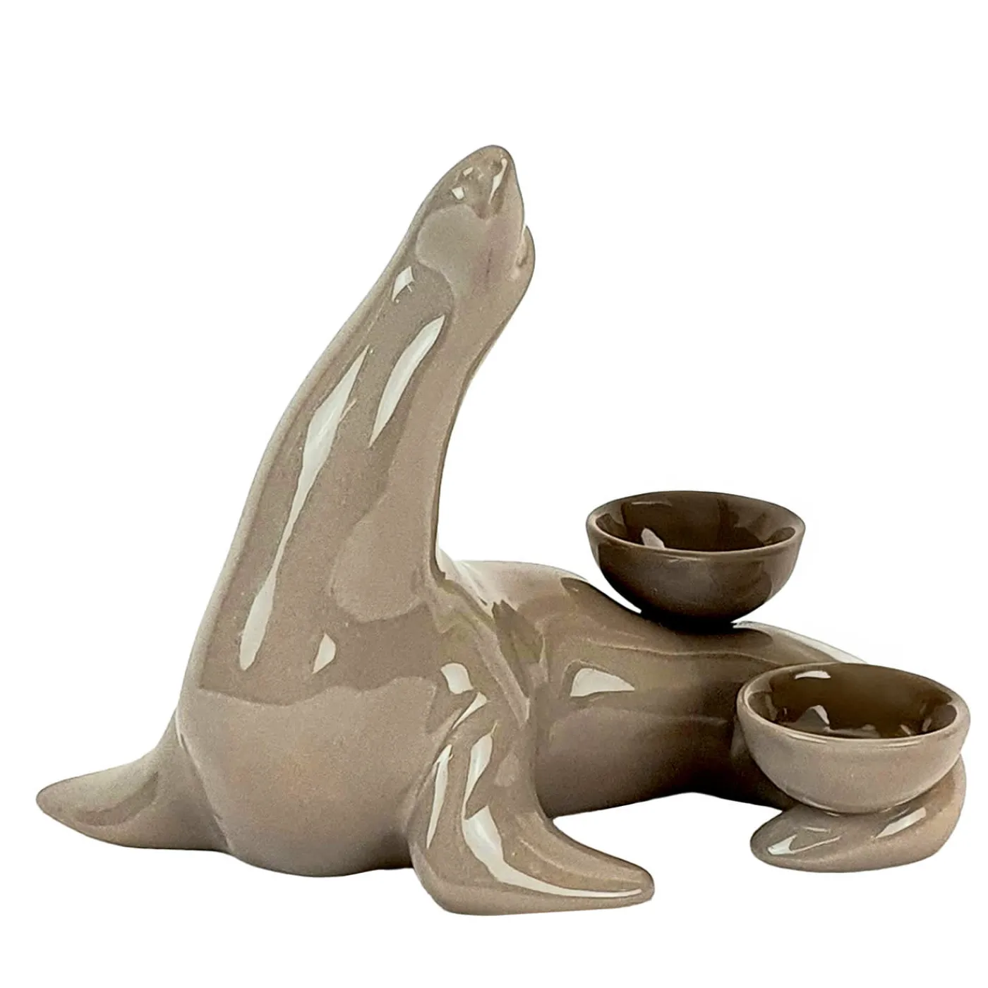 Ceramica Gatti 1928 Portacandele in Ceramica Fiamme Bestiali Foca Taupe> Candelieri E Portacandele