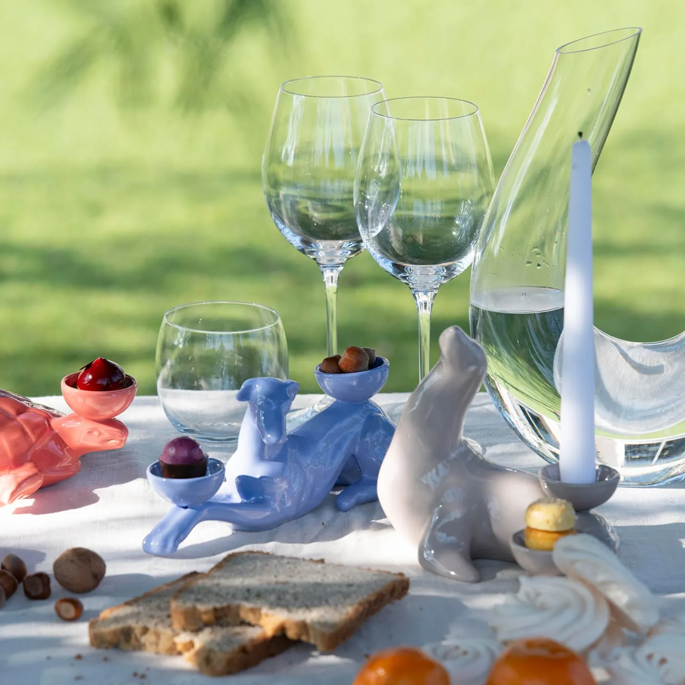 Ceramica Gatti 1928 Portacandele in Ceramica Fiamme Bestiali Foca Taupe> Candelieri E Portacandele