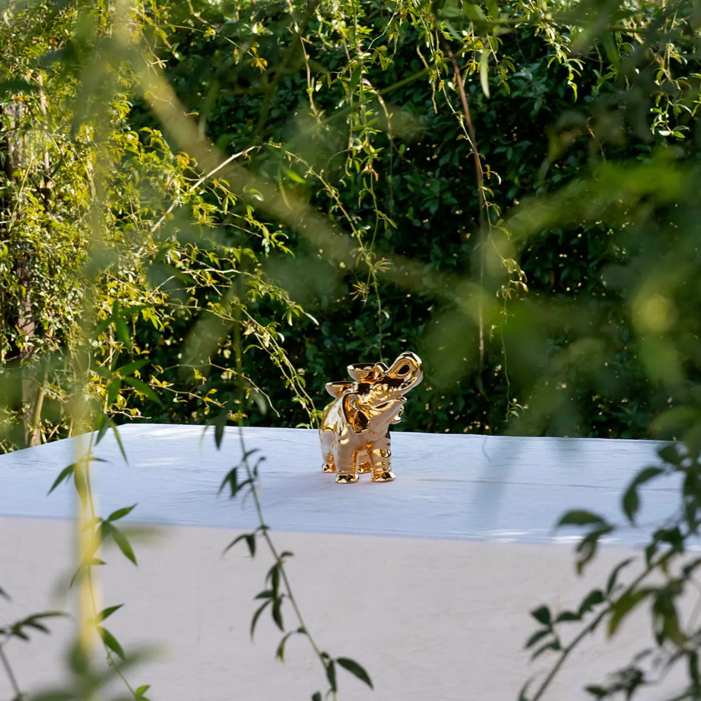 Ceramica Gatti 1928 Portacandele in Ceramica Fiamme Bestiali Elefante Dorato> Candelieri E Portacandele