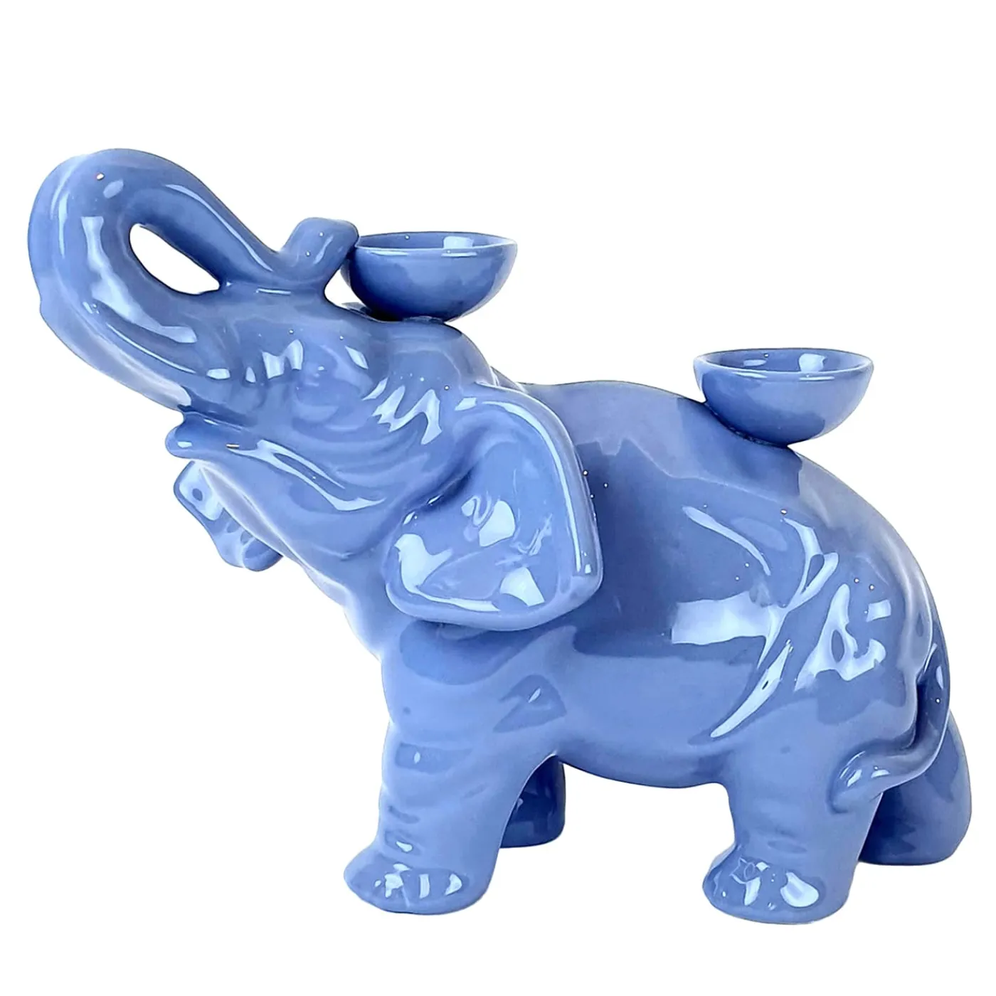 Ceramica Gatti 1928 Portacandele in Ceramica Fiamme Bestiali Elefante Azzurro Chiaro> Candelieri E Portacandele