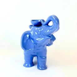 Ceramica Gatti 1928 Portacandele in Ceramica Fiamme Bestiali Elefante Azzurro Chiaro> Candelieri E Portacandele