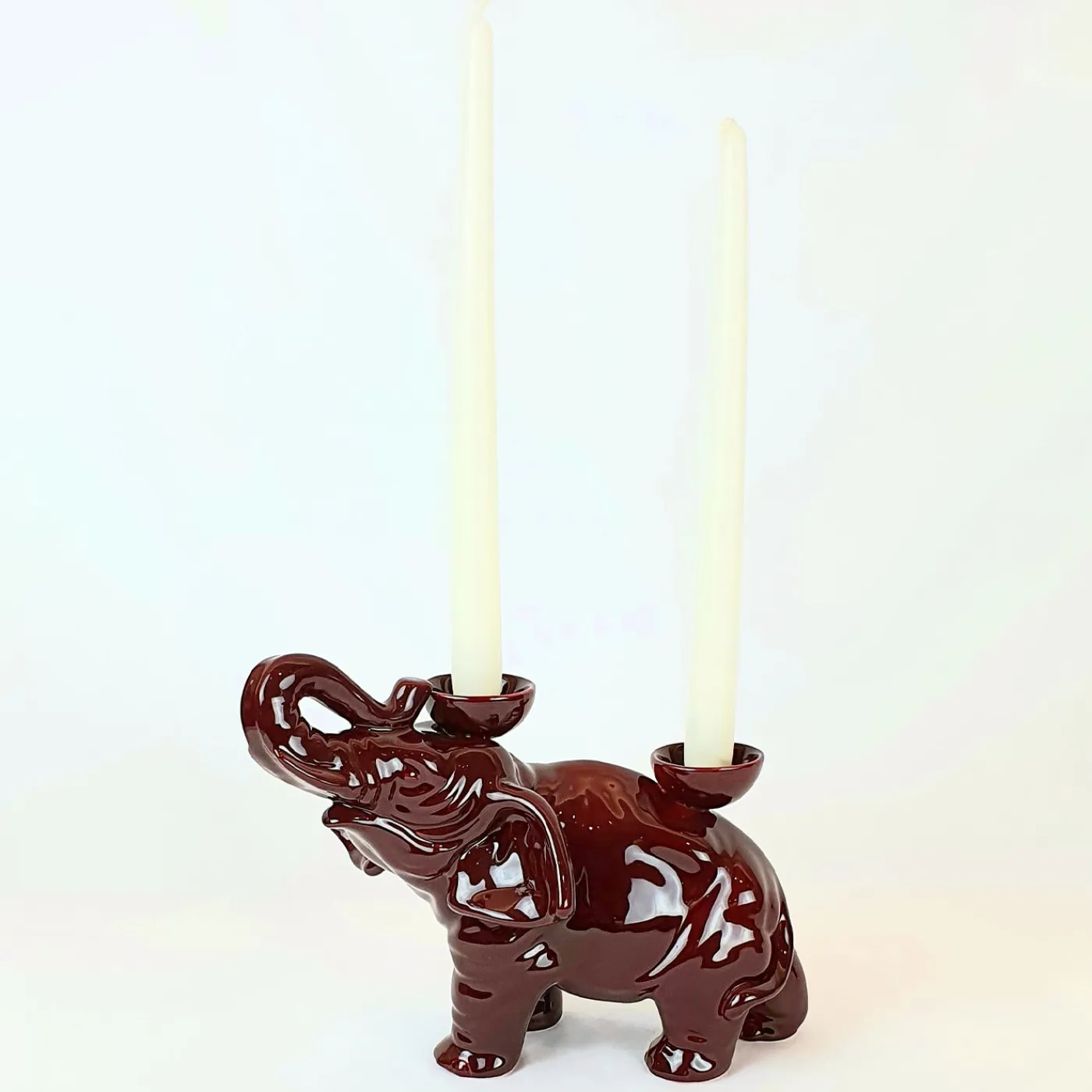 Ceramica Gatti 1928 Portacandele in Ceramica Fiamme Bestiali Elefante Borgogna> Candelieri E Portacandele