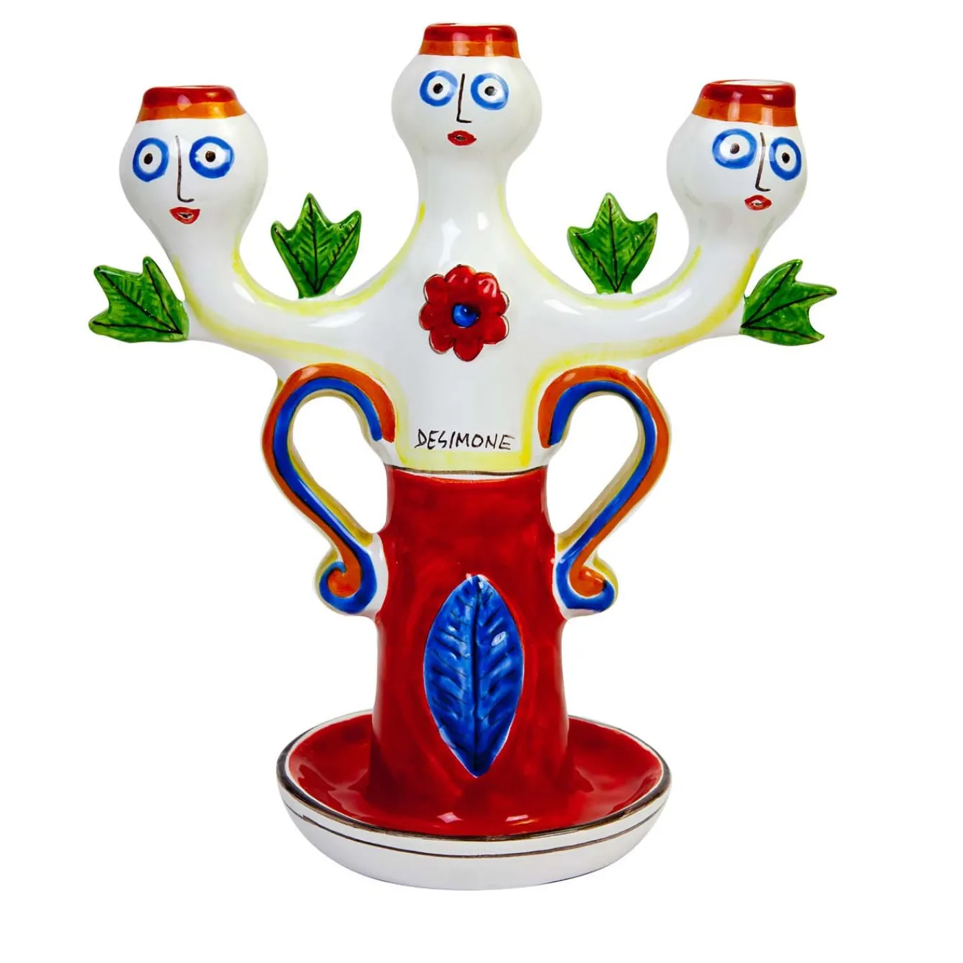 Ceramiche De Simone Portacandele in ceramica a tre bracci #3> Candelieri E Portacandele