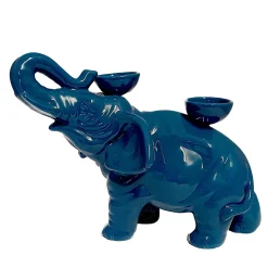 Ceramica Gatti 1928 Portacandele in Ceramica Fiamme Bestiali Elefante Blu> Candelieri E Portacandele
