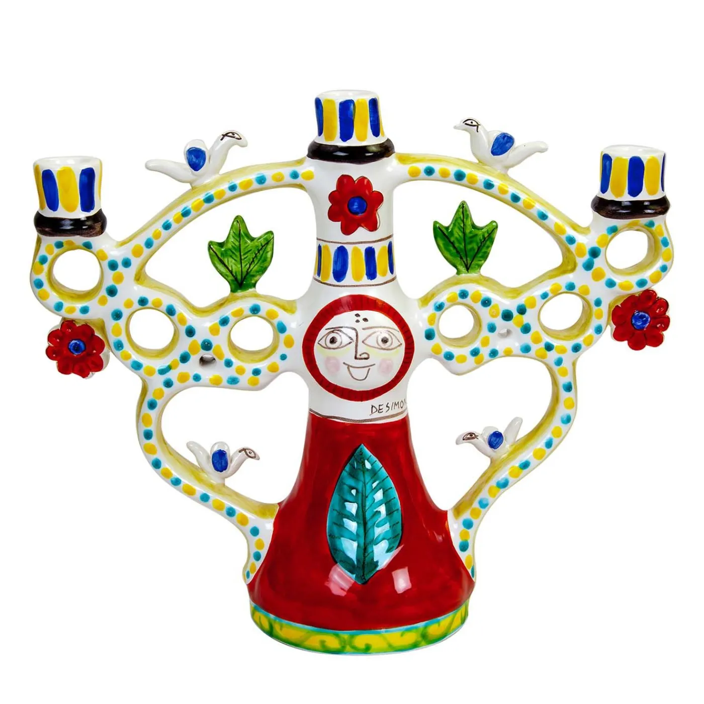 Ceramiche De Simone Portacandele in ceramica a tre bracci #2> Candelieri E Portacandele