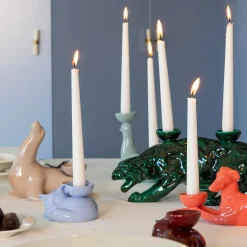 Ceramica Gatti 1928 Portacandele in Ceramica Fiamme Bestiali Pantera Verde><noscript><img width=