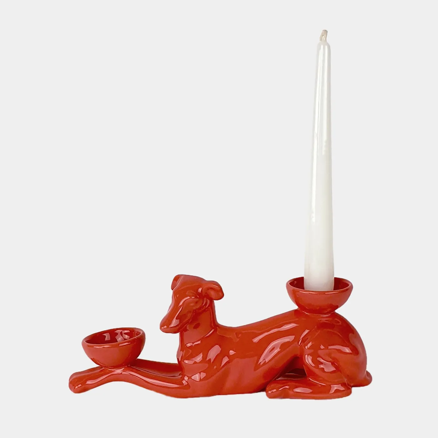 Ceramica Gatti 1928 Portacandele in Ceramica Fiamme Bestiali Levriero Rosso Aragosta> Candelieri E Portacandele