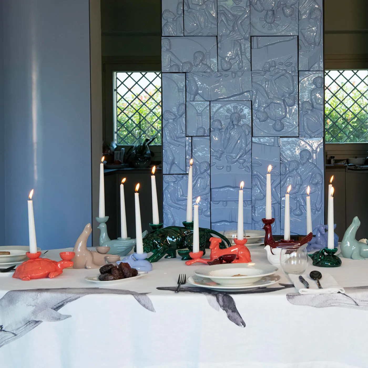 Ceramica Gatti 1928 Portacandele in Ceramica Fiamme Bestiali Levriero Rosso Aragosta> Candelieri E Portacandele