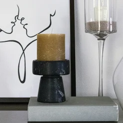 Carrara Home Design Portacandele in marmo nero Marquina> Candelieri E Portacandele