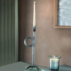 Aina Kari Portacandele in vetro di Murano Venetian Knot azzurro> Candelieri E Portacandele
