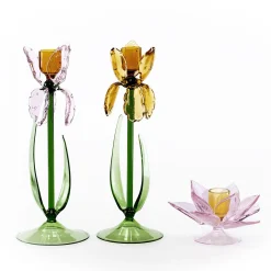 Casarialto Portacandele in Vetro Rosa Lotus di Summerill & Bishop><noscript><img width=