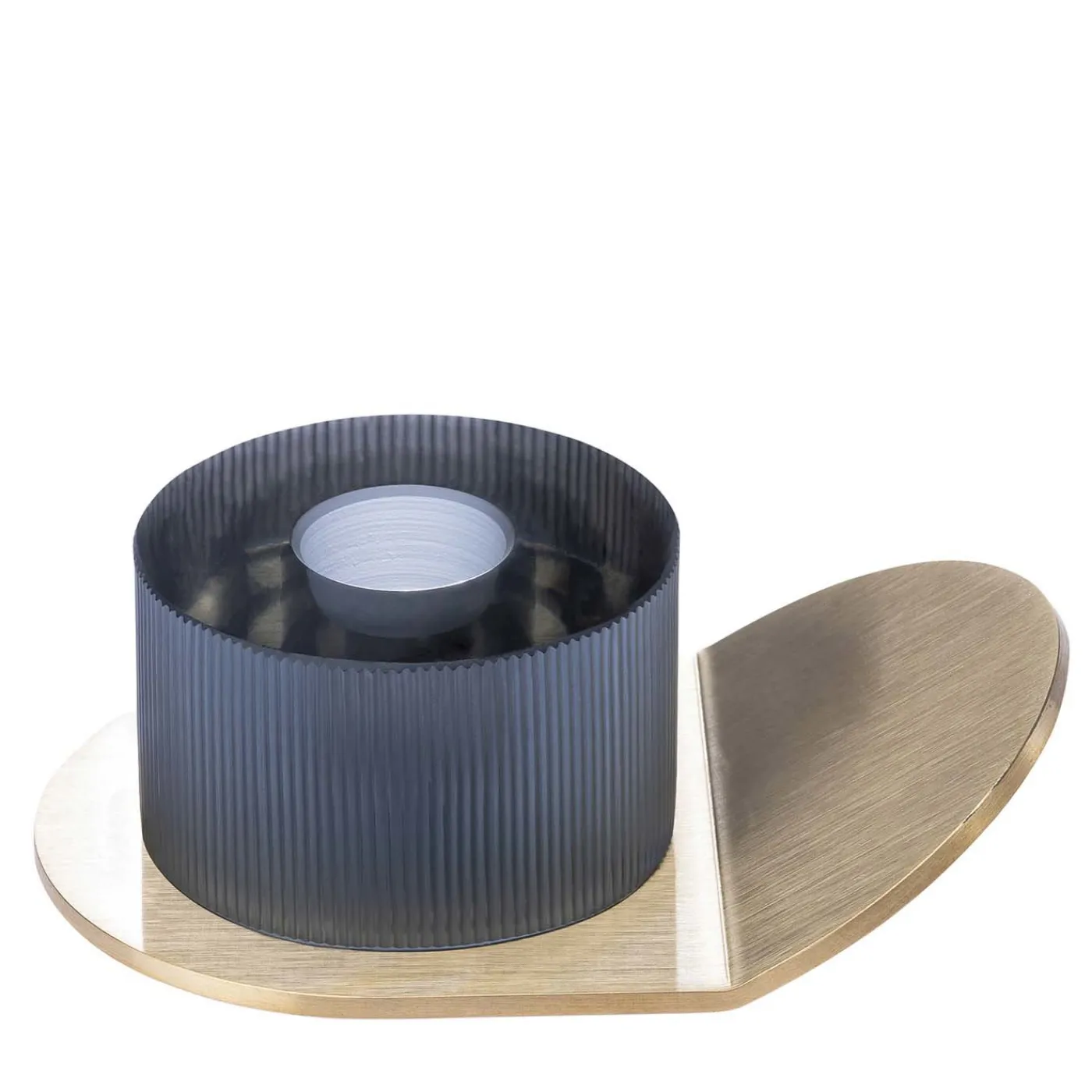 Purho Portacandele Lumino Stripe in acciaio grigio e cristallo di Federico Peri> Candelieri E Portacandele