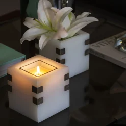 Ex Forti Portacandele Santiago in onice con inserti in ottone><noscript><img width=