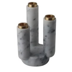 Editions Milano Portacandele Splendido in Marmo Bianco Arabescato> Candelieri E Portacandele