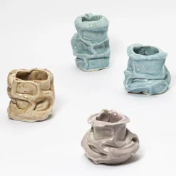 Vittorio Passaro Portacandele Stones in Porcellana Rosa #2> Candelieri E Portacandele