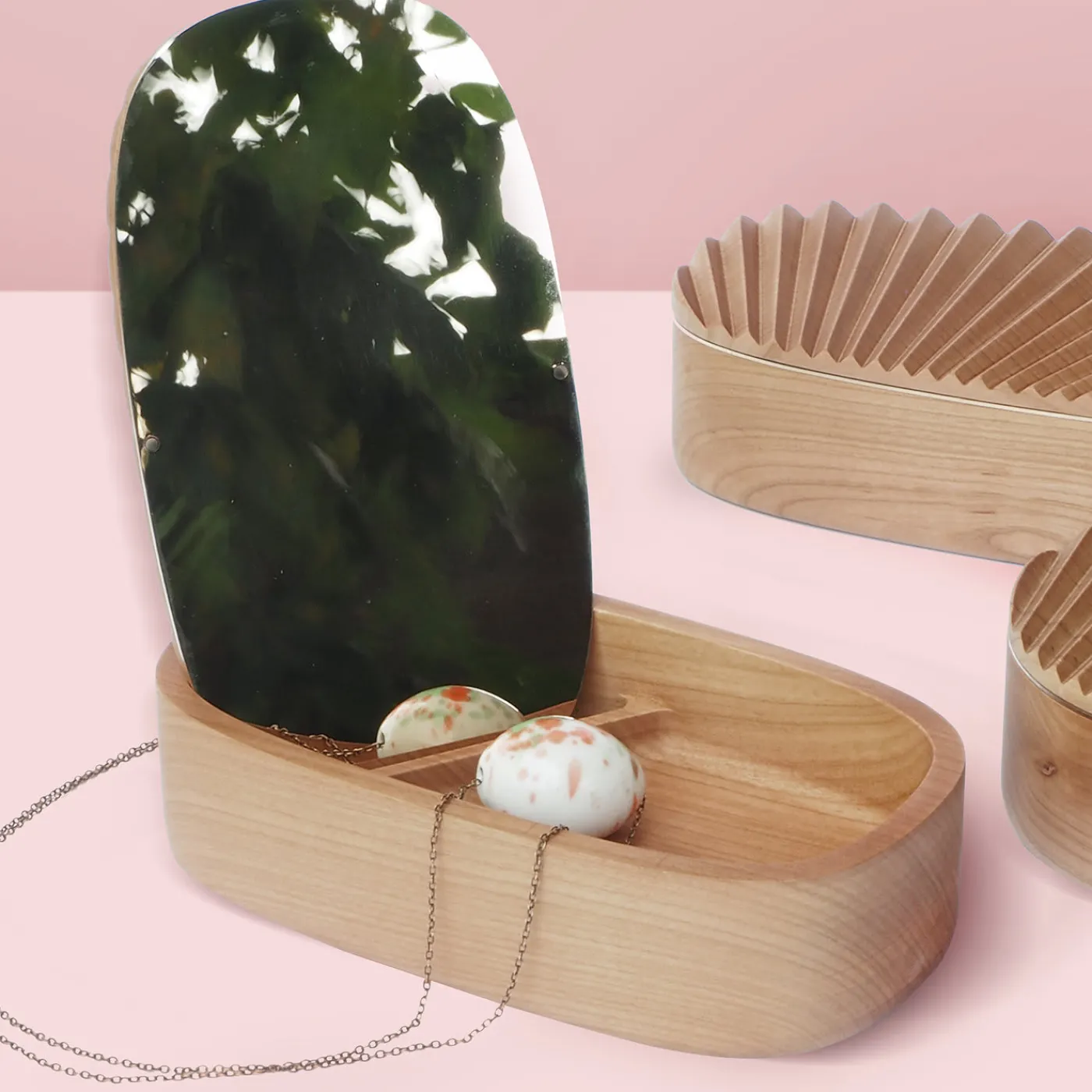 Portego Portagioie ovale Mini Portrait in legno di ciliegio> Portagioie